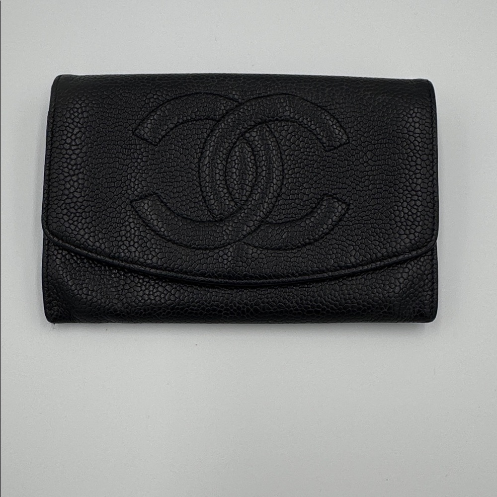 CHANEL Black Caviar Half Moon Mini Pouch with COA